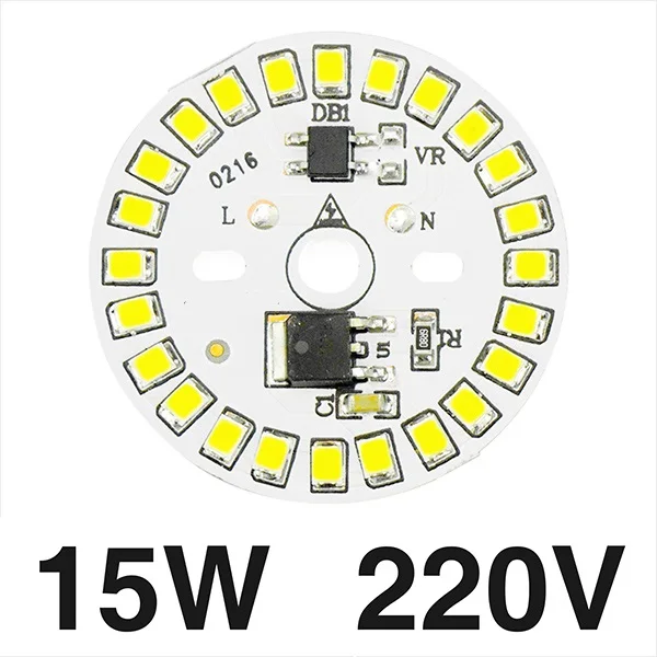 Умный IC светодиодный SMD чип 3 Вт 5 Вт 7 Вт 9 Вт 12 Вт 15 Вт SMD2835 светодиодный светильник AC220V холодный белый теплый белый DIY светодиодный прожектор - Испускаемый цвет: 15W 220V