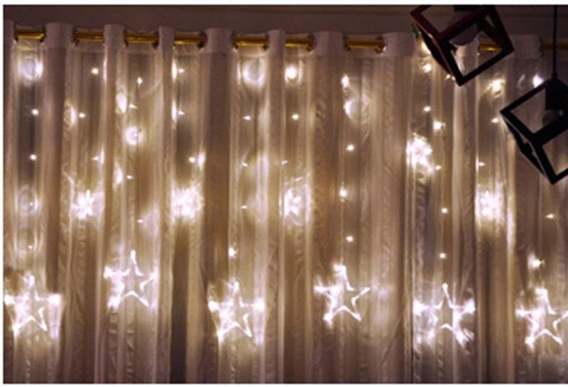 AC110V / 220V Holiday Lighting LED Fairy Star Curtain String luminarias Garland Decoration Christmas Party Wedding Light 2M