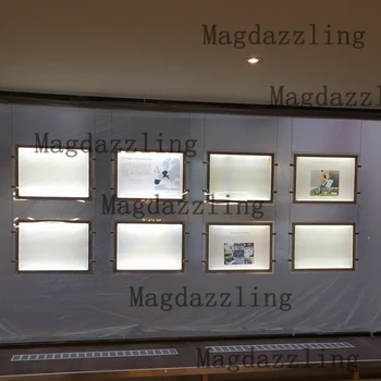 

8Units A3 Single Sided Cable Hanging Acrylic Poster Frame LED Window Display Light Pocket for Real Estate Agency/Shop