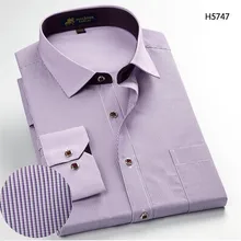 Клетчатые офисные рубашки фиолетовые Мужские рубашки с длинными рукавами деловые повседневные рубашки в полоску мужские деловые рубашки