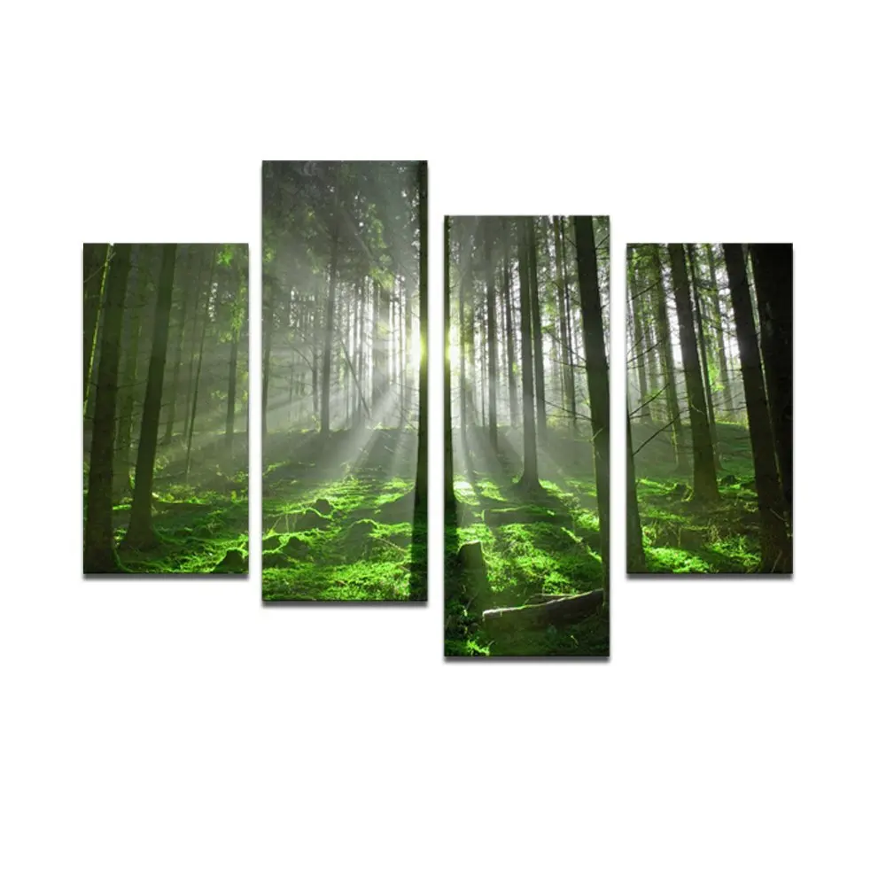 

FREE SHIPPING Canvas Prints with Frame,Fresh Sunshine Forest,Beautiful Landscape Picture Printed On Canvas,Home Decor Art
