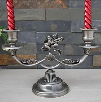 

Europe 2arm candle holders Retro angel decorative candle holders ntique candlestick alloy metal candle holder for home ZT166