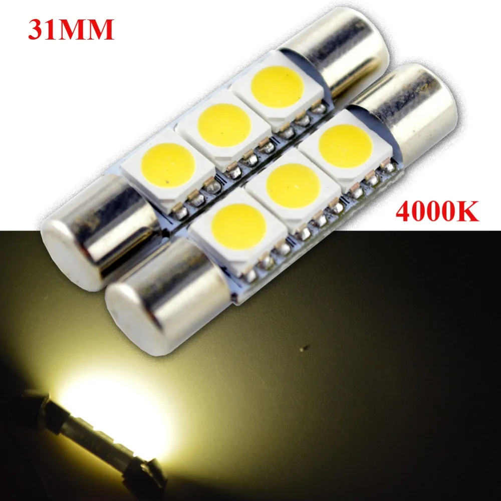 

2pcs Car Led C5W Warm White Interior Light 28mm 31mm 3SMD 5050 Wedge Car Auto LED Festoon Dome Reading License Plate Light 4300K