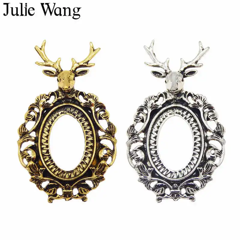 Julie Wang кулон в форме оленя со стеклянным кабошоновым основанием антикварный