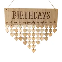 

1PC Calendar BIRTHDAYS Letters Practical Wooden DIY Heart-Shaped Plate Hanging Reminder Board for Friends Family Birthday