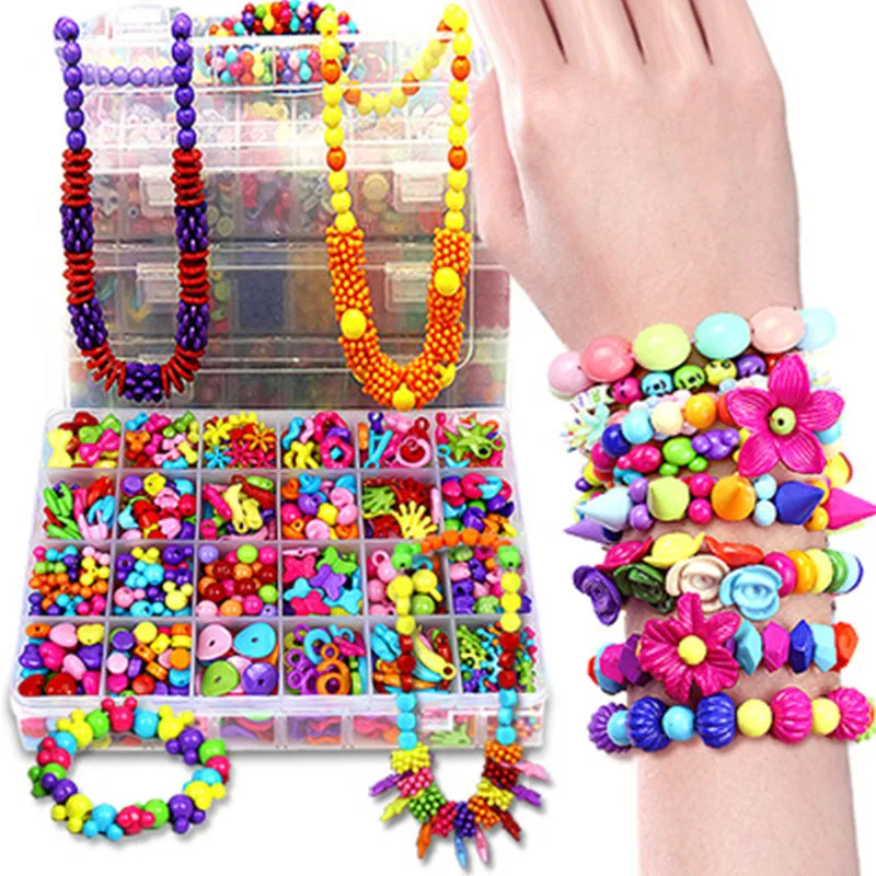 Children and girls gifts beaded toys diy handmade beads hand necklace