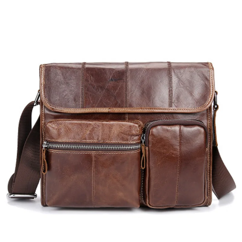 

Men Handbag Genuine Leather Messenger Bags Vintage Cowhide Leather Male Shoulder Crossbody Cover Bags Bolsa Business Travel Gift