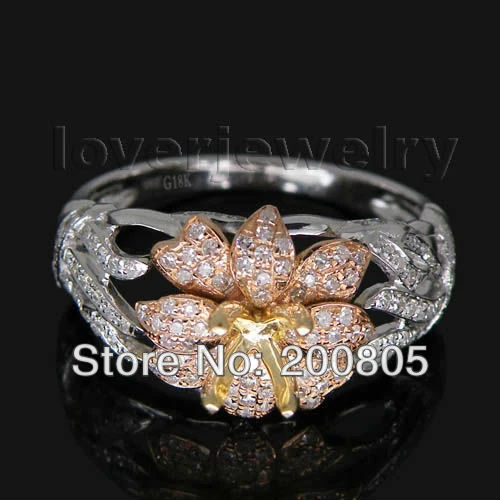 Ювелирные изделия круглые 5x5 мм с натуральным бриллиантом красота кольцо Установка в твердой 18Kt мульти тон золото SR352A