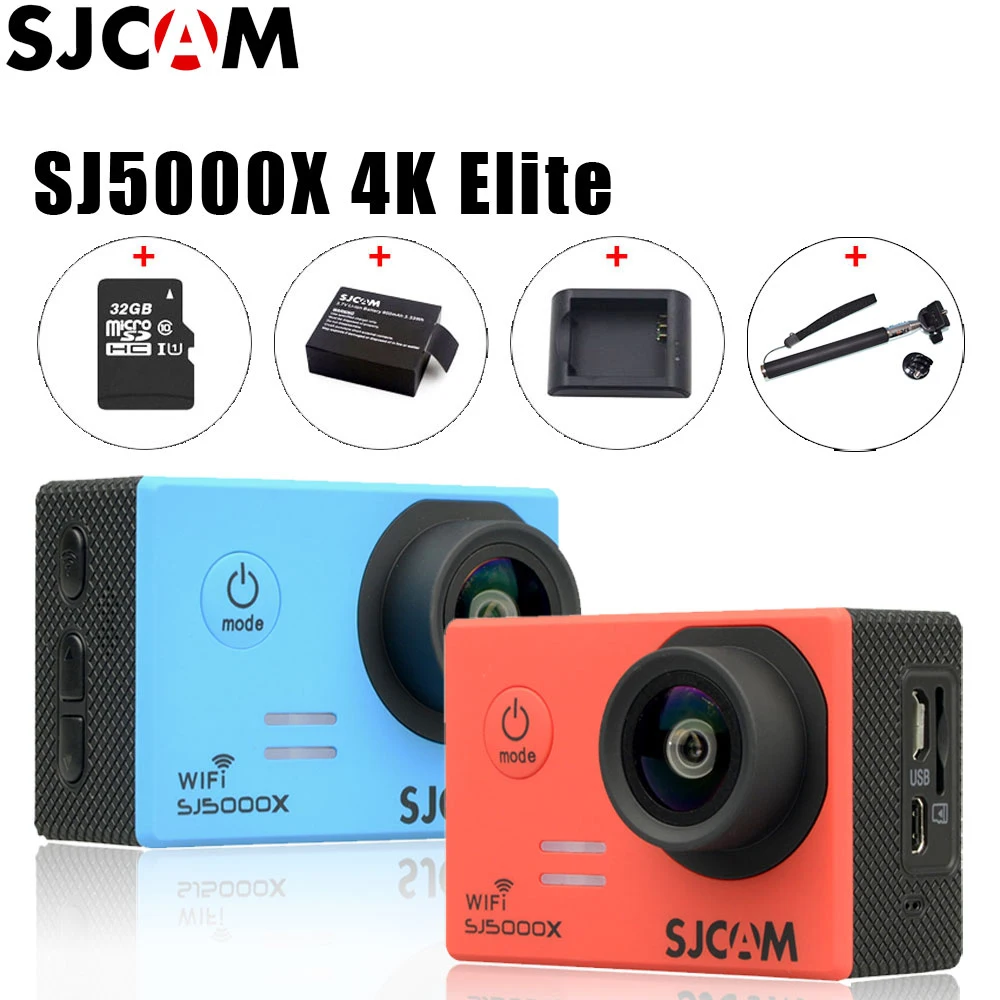  100% Original SJCAM SJ5000X Elite WiFi 4K 24fps 2K 30fps Gyro Diving 30m Waterproof Sport Action Camera with Selfie Stick Option 