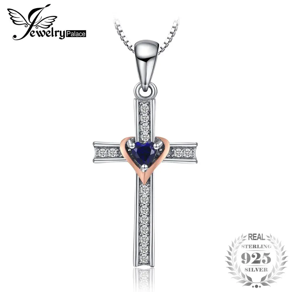 Jewelrypalace Created Blue Sapphire Pendants Cross Love Heart 925 Sterling Silver Necklace Without Chain Gemstone huismerk kopen in de aanbieding Jewelrypalace Created Blue Sapphire Pendants Cross Love Heart 925 Sterling Silver Necklace Without Chain Gemstone huismerk kopen in de aanbieding