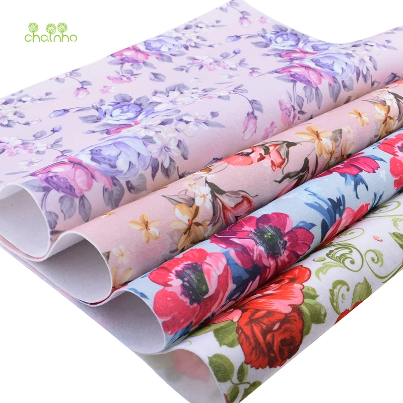 

Chainho Floral Soft Felt Fabric,Printed Polyester NonWoven Felt Cloth,For Home Decoration Or Sewing Dolls&Crafts, 4pcs/Lot