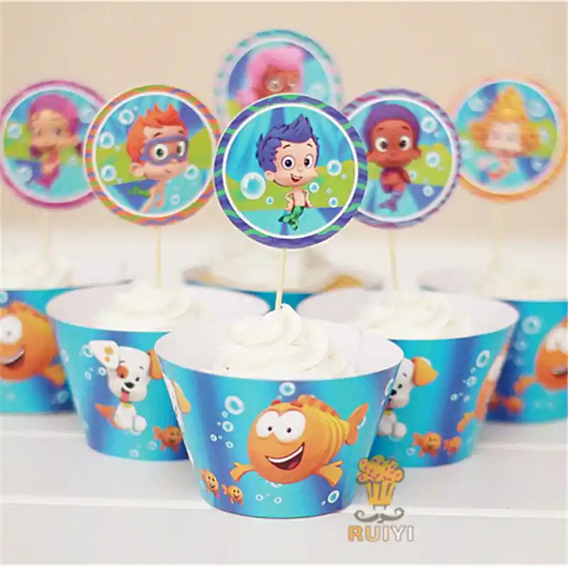 24pcs Bubble Guppies Cupcake Wrappers Toppers Kids Birthday Party Supplies Baby Shower Candy Bar Cupcake Cases Aw 0044 Party Supplies Party Supplies Baby Showercase Case Aliexpress