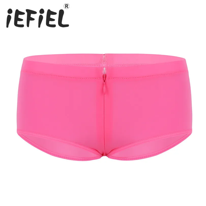 

iEFiEL Women Ladies Lingerie Sheer Polyester Zipper Crotch Low Rise Bikini Briefs Underwear Underpants Summer Triangle Panties