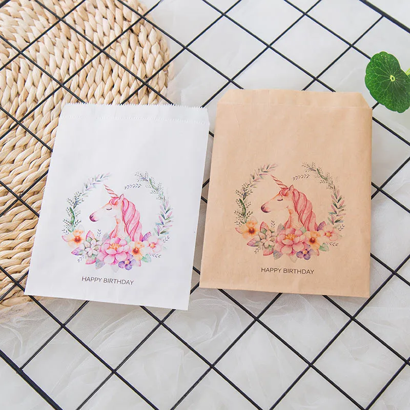 

25pcs/Lot Unicorn Candy Bags,Girl's Birthday Party Favor Bag for Cookies, Popcorn,Donut,Buffet Favor Gift Bag