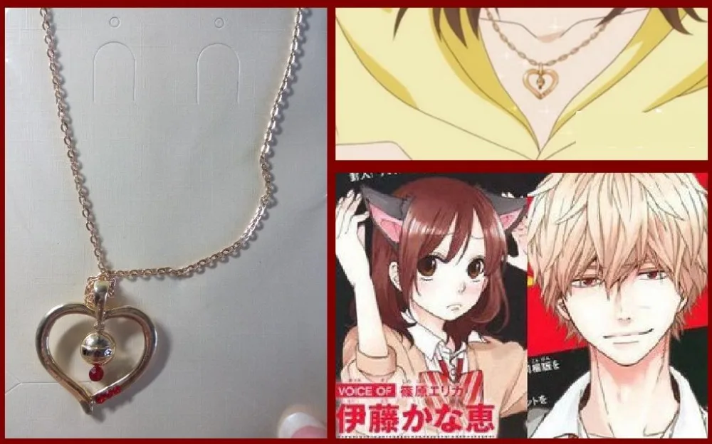 Unisex Anime Heart Necklace Wolf Girl Black Princeookami