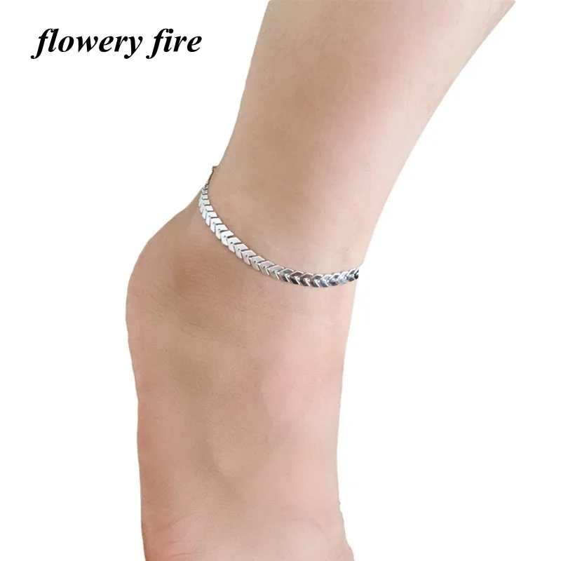 

New Selling Woman Sexy Metal Arrows Sequins Chain Anklets Beach Sandals Snake Bone Chain Bracelet Foot Jewelry Free Shipping