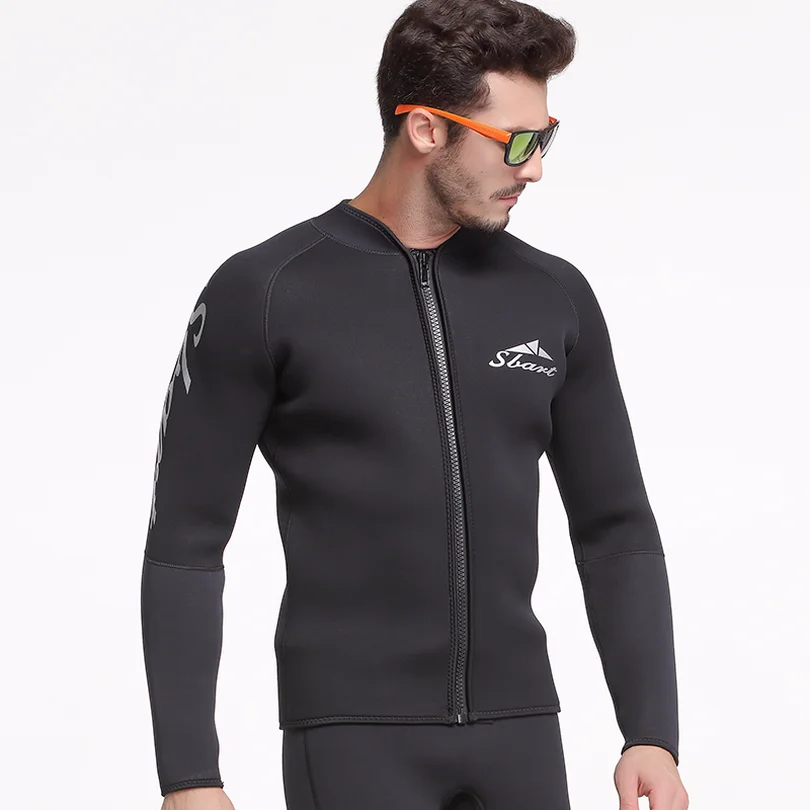 SBART 3 мм wetsuit куртка для мужчин с длинными рукавами из неопрена спереди на молнии для серфинга зимняя куртка для плавания теплая для Серфинга Размер xxxL