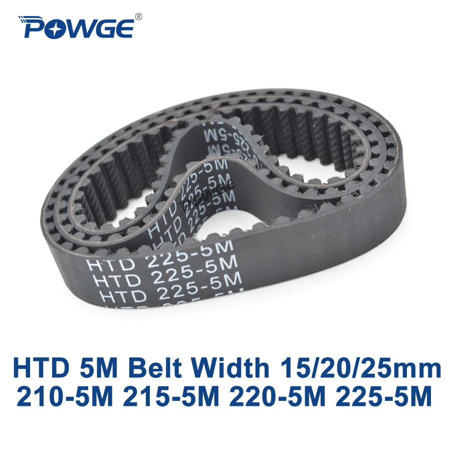 POWGE HTD 5 м ремня C = 210/215/220/225 ширина 15/20/25 мм зубы 42, 43 размеры 44, 45 HTD5M синхронного ремня 210-5M 215-5M 220-5 м 225-5 м