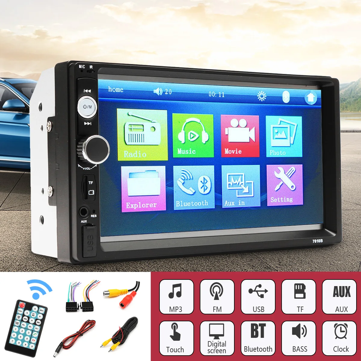 7010B Multimedia Player 2 Din Car Video Player Audio Stereo DVD 7 inch Bluetooth FM Radio Car MP5 Player with 720P Backup Camera 7010B Multimedia Player 2 Din Car Video Player Audio Stereo DVD 7 inch Bluetooth FM Radio Car MP5 Player with 720P Backup Camera