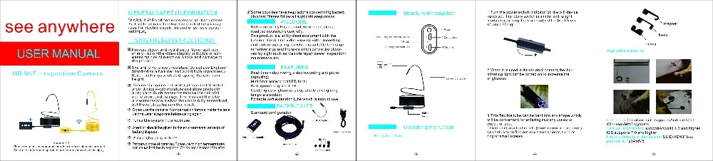 Для компьютера и смартфона 1200P wifi эндоскоп 1 M/2 M/3,5 M/5 M/10 M опционально