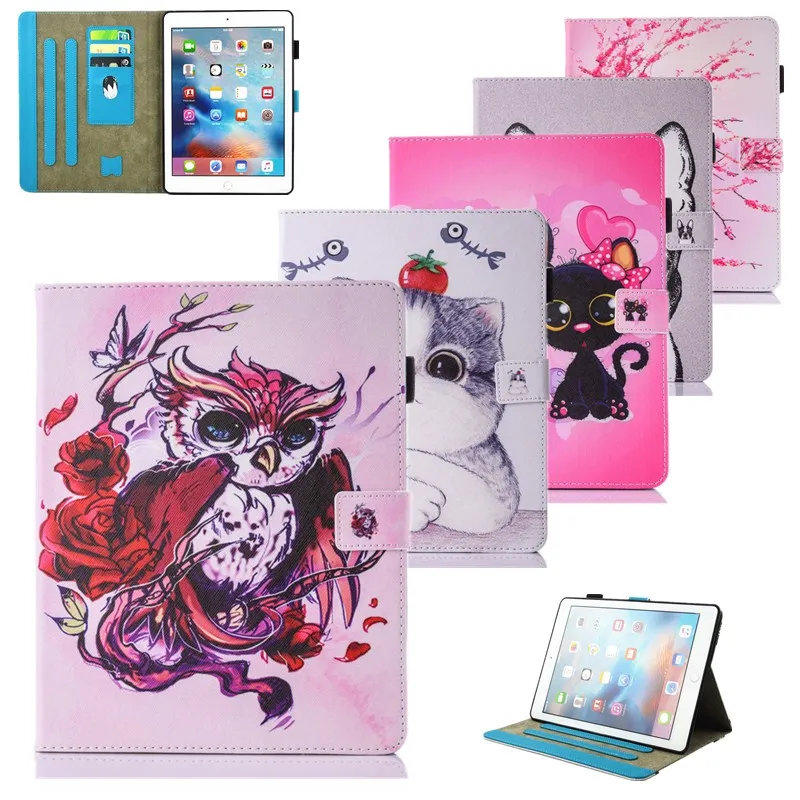 

For Apple Ipad Air/Air2 Case Smart Stand PU Leather For Ipad 5 ipad 6 Cover Cat Panda Wallet Case For ipad 2017 9.7 Tablet Case