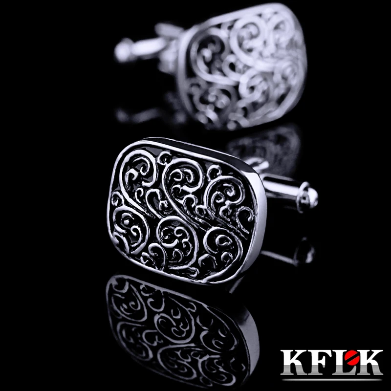 

KFLK Jewelry French shirt Fashion cufflink for mens Brand Black Retro Cuff link Wholesale Button Male High Quality Free Shipping