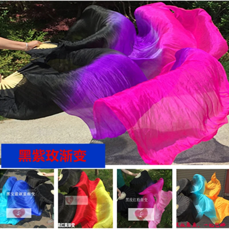 1pair (L+R) hand 100% real silk Fan Veils for Belly Dance Women/Girls Popular new Color Oriental Stage Show Fans | Тематическая