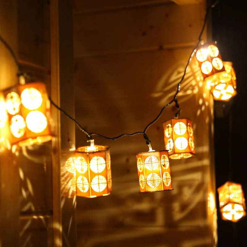 10 светодиодный деревянный фонарь в китайском стиле, AV 220 В, гирлянды, 2,5 м, светодиодный фонарь, украшение для рождественской гирлянды, новогодняя gerlyanda