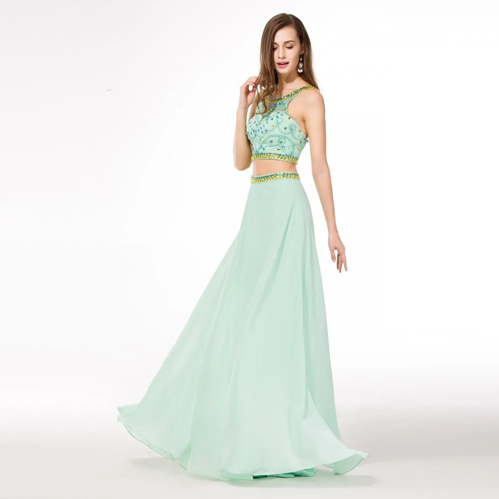 Backless Mint Prom Dresses
