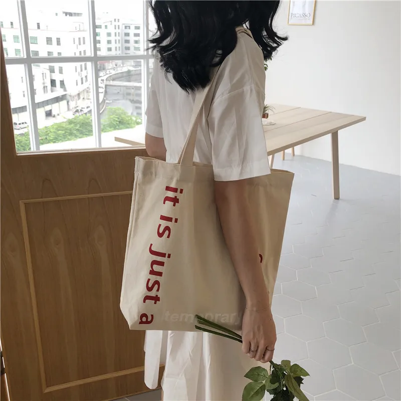 

Fashion Classic Basic Letters School Bags Women Canvas Handbags 2019 New Arrival Female Casual Simple Shoulder Bags