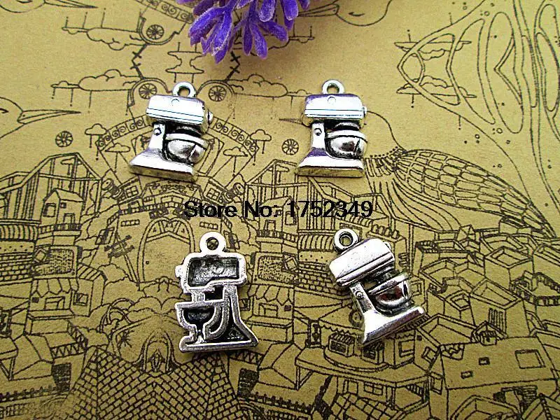 

25pcs--Food Mixer Charms, Antique tibetan silver Bakeware Cute Miniature Food Charm Pendants 11x16mm
