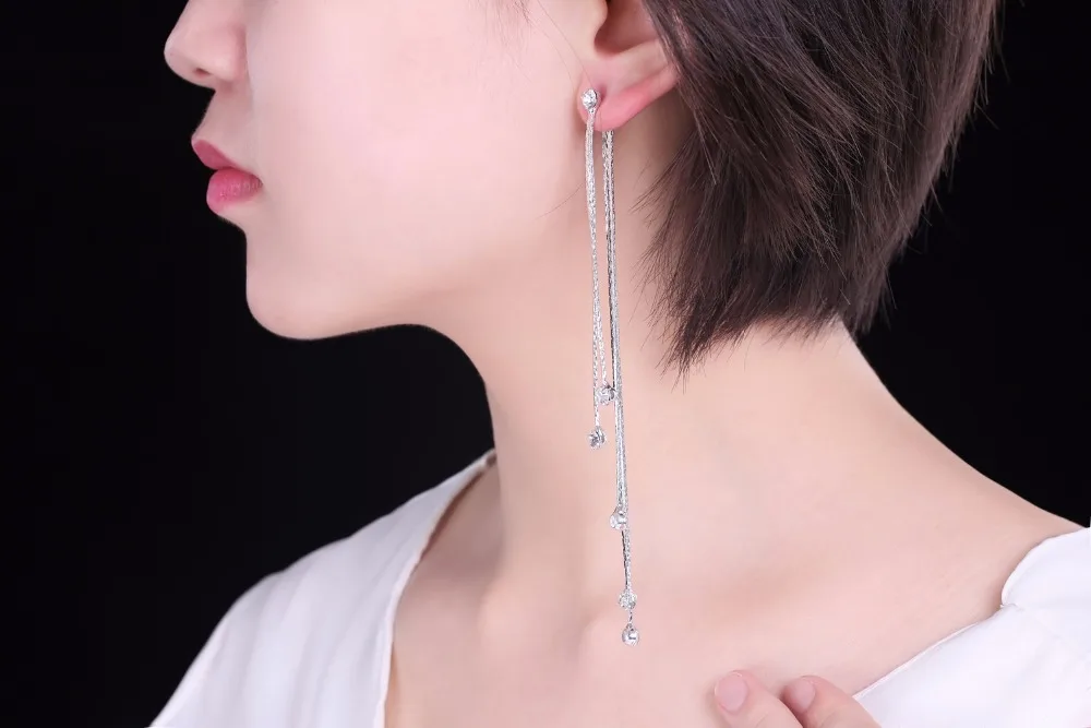 Jiayiqi 2017 Brand New Fashion Rhinestone Crystal Drop Earring Statement Dangle Long Tassel Earrings Pendientes Summer Style