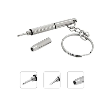 New arrival Portable Multifunction Screwdriver Keychain silver mini home practical screwdriver combination tool high quality