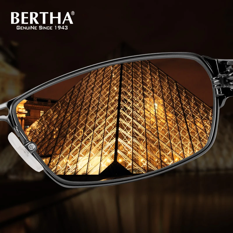 Мужские поляризованные солнцезащитные очки Bertha из чистого титана ночного