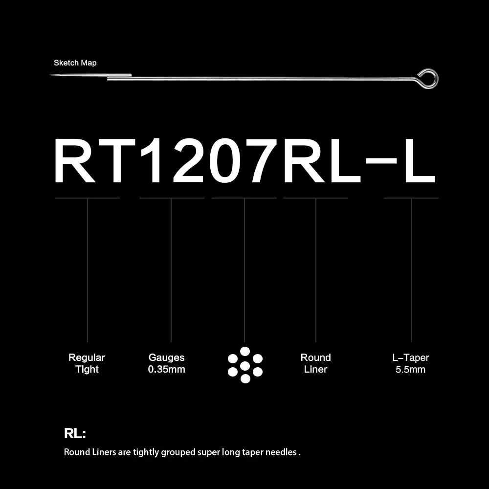 Solong Иглы для татуировки 50 шт одноразовые из нержавеющей стали для лайнера татуировки Поставки TN03-RL - Габаритные размеры: 9M1