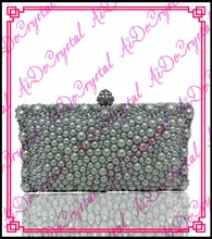 Aidocrystal gris cristal piedras pavimentada bolsa de embrague y de alta talón bombas de juego para el banquete de boda