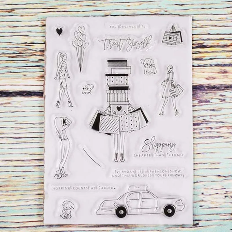 

Shopping treat yourself Transparent clear stamp for DIY Scrapbooking/Card Making/Kids Christmas Fun Decoration Supplies