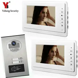 Yobangsecurity 7 "inch проводной видео домофон Дверные звонки Главная домофон Системы с RFID дверца ИК Камера для 2 единицы
