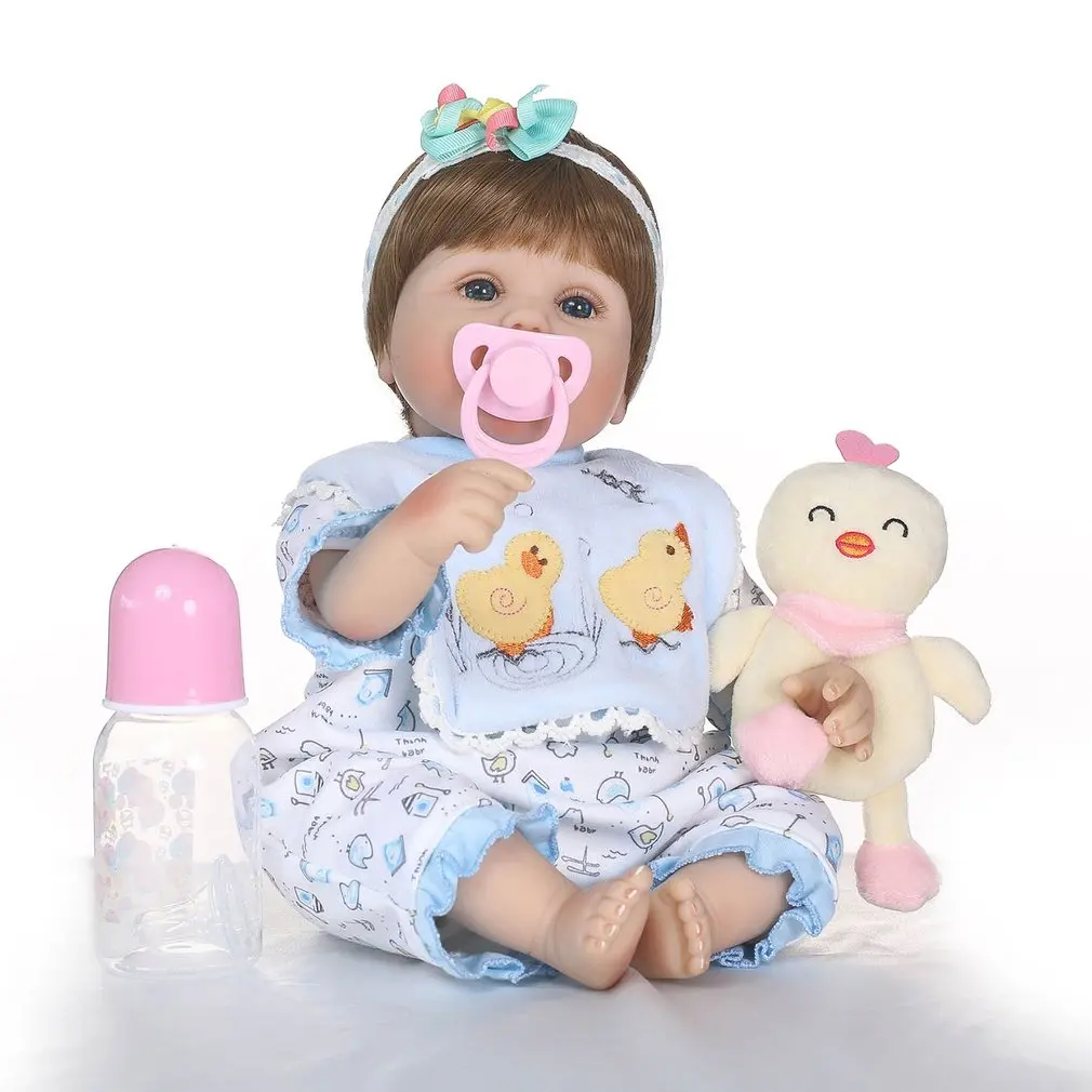 

OCDAY Simulation Baby Doll Full Body Soft Silicone Vinyl Baby Doll Non-toxic Toys Cute Lifelike Newborn Baby Doll Toys Gift