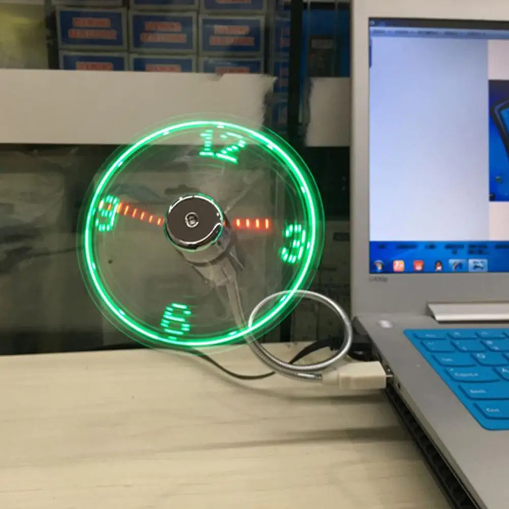 

Gadget USB Fan Electric Fan LED Time Clock Small Household Electrical Appliances Desktop Mini Fan 2019 New Fashion Free Shipping