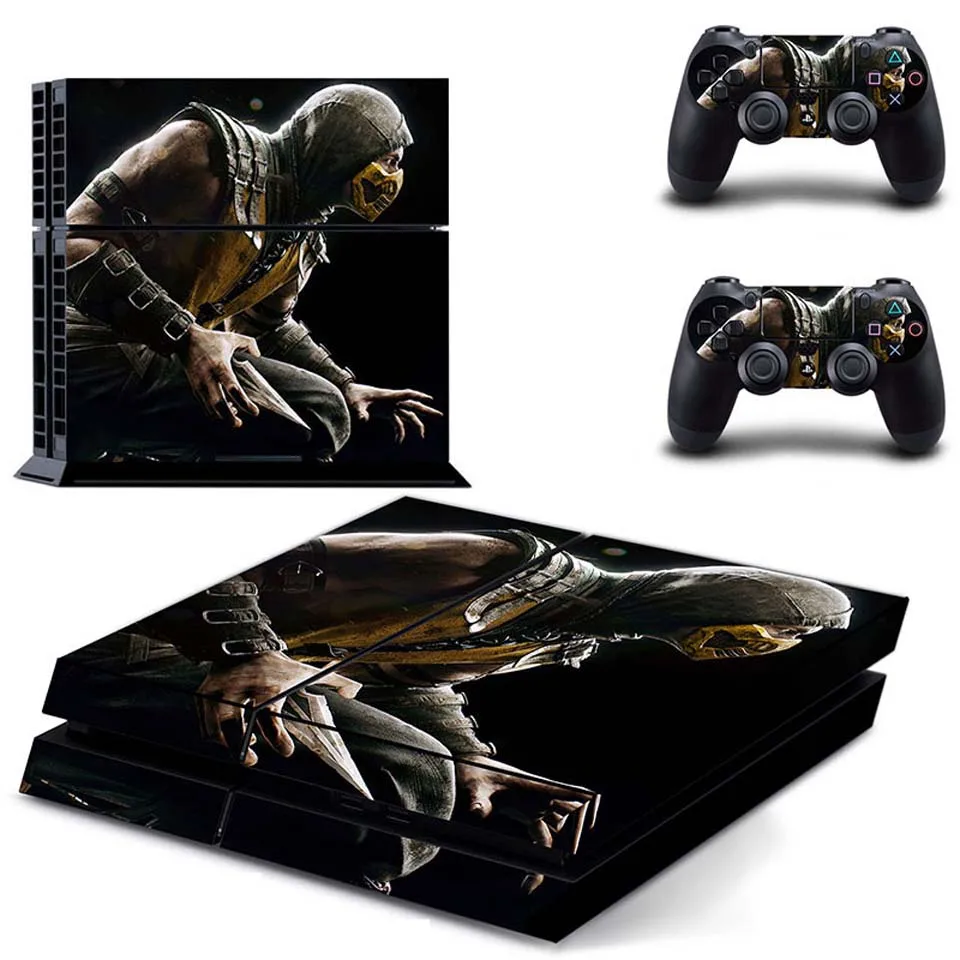 Full Body Vinyl Skin Sticker Decal Cover for PS4 Console and 2PCS Controllers Skins Mortal Kombat