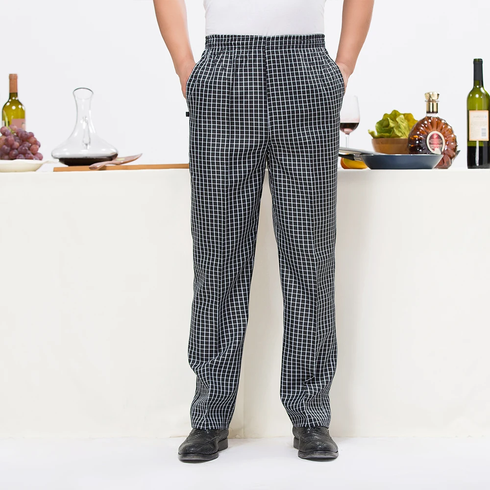 Новые брюки шеф-повара с эластичной резинкой на талии длинные брюки официанта Cozinha питание в отеле обслуживание кухни Одежда для ресторанов одежда брюки оптом - Цвет: Черный