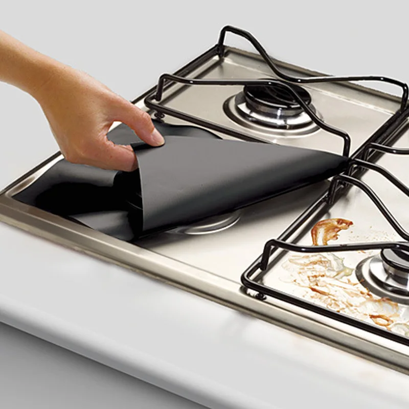 

4/8 pcs/lot Reusable Gas Stove Protector Cover Liner Barbecue Mat Oil Proof Pad Safe Protective Foil Kitchen Accessories Tools