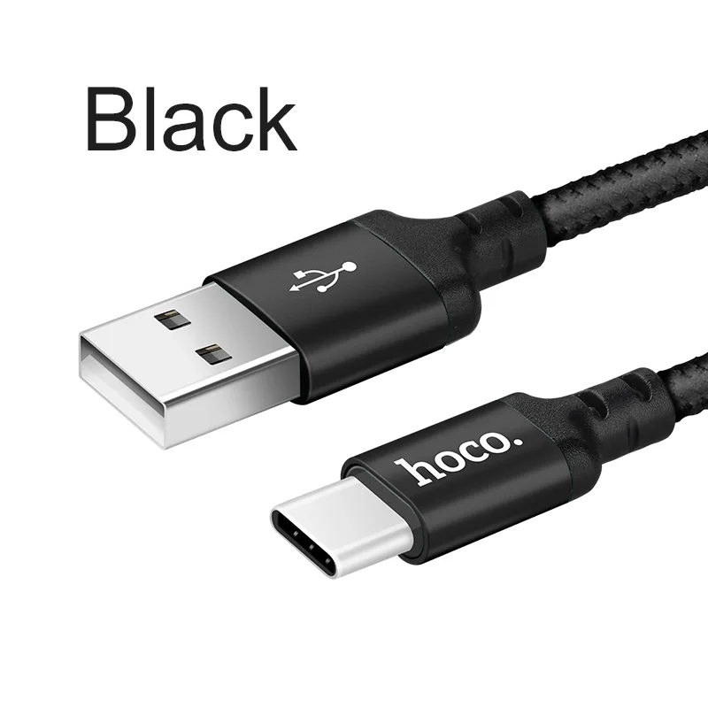 HOCO, кабель usb type-C, 2А, кабель USB C, кабель передачи данных для быстрой зарядки, кабель USB type-C для зарядки Galaxy S8 Plus, Xiaomi 6 Mi5 - Цвет: Черный