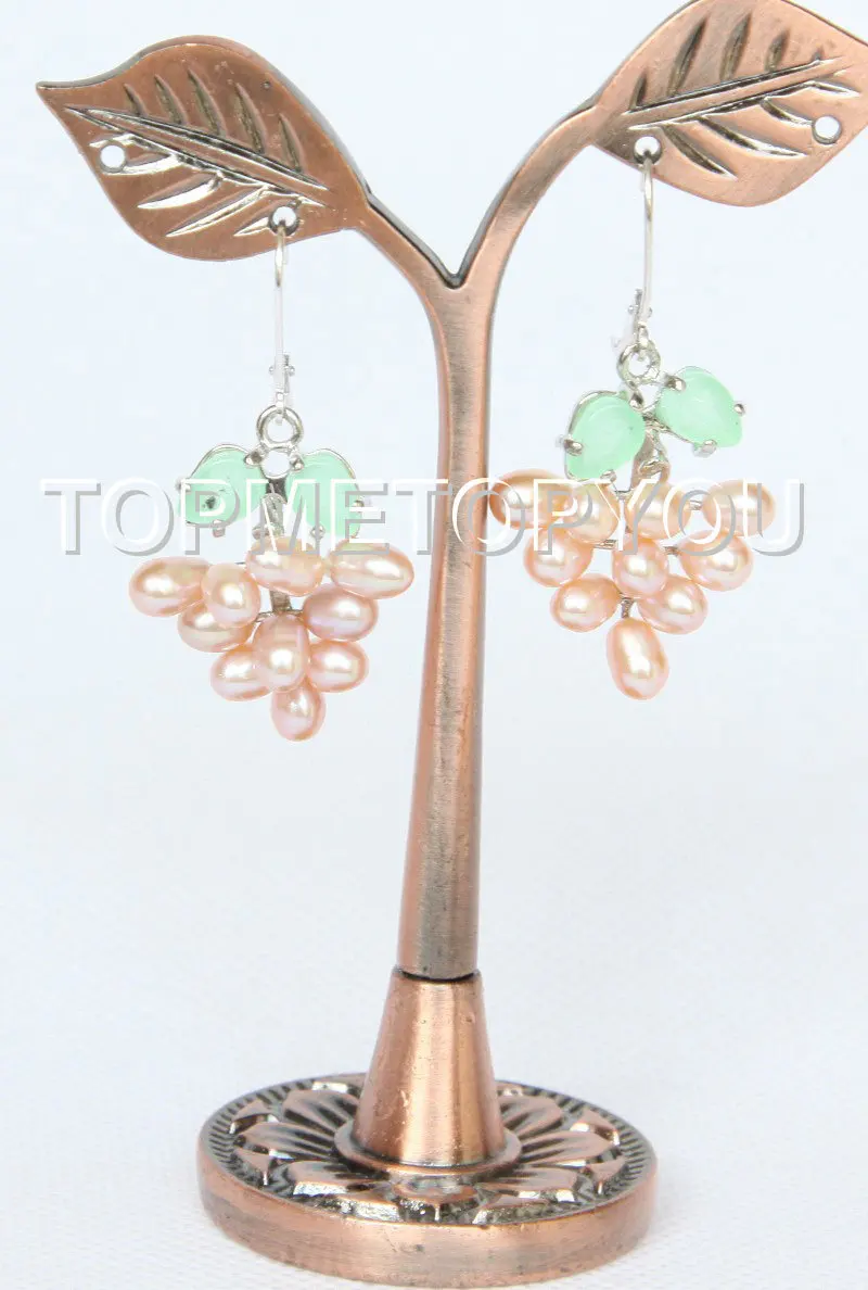 

wholesale 23X27mm grapes shape purple pearl Earrings 925 silver hook