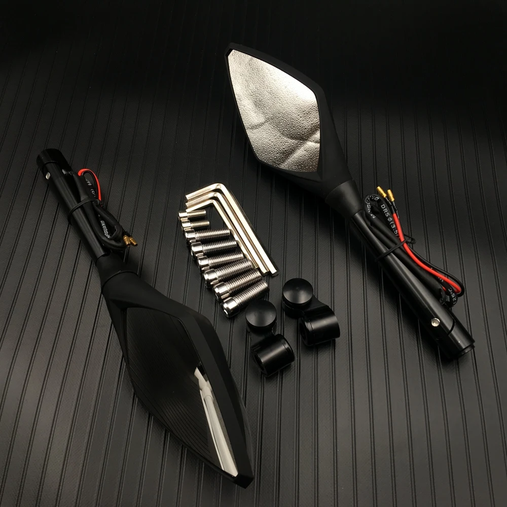 

Universal 10mm 8mm 6mm Motorcycle Rear View Side Mirrors Integrated LED Turn Signal Mirror Fit for Street Bike Cruiser Scooters