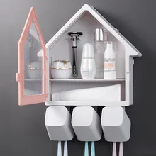 Креативный маленький домик держатель для зубной щетки форма многофункциональная зубная щетка подставка для чашки настенное крепление коробка для хранения стойка для ванной комнаты Органайзер