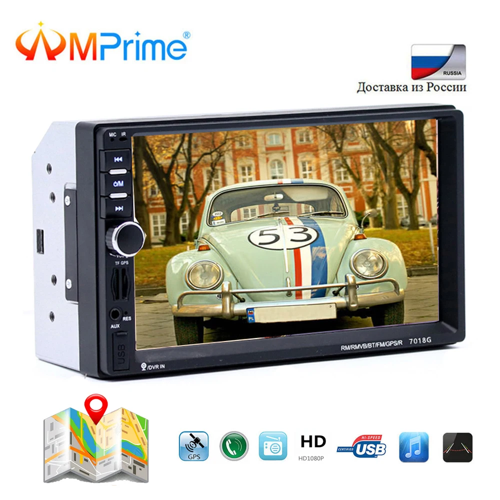 AMPrime 7018G 2 Din Car Multimedia Player GPS Navigation font b Camera b font Map 7