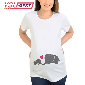 

2019 New Maternal love Mother and Baby Elephant Print Maternity Tops T-shirt Clothes Pregnant T-shirts Womens Pregnancy Clothes