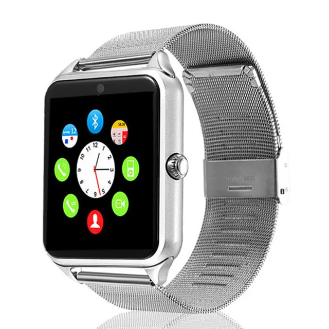 GT08 плюс металлический ремешок Смарт часы Z60 Bluetooth наручные Смарт часы Поддержка Sim TF карты Android и IOS часы pk Q9 - Цвет: Silver